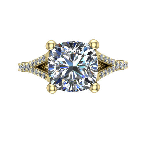 Sophia Cushion Shape Classic Engagement Ring in 14K Yellow Gold