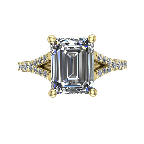 Sophia Emerald Shape Classic Engagement Ring in 14K Yellow Gold