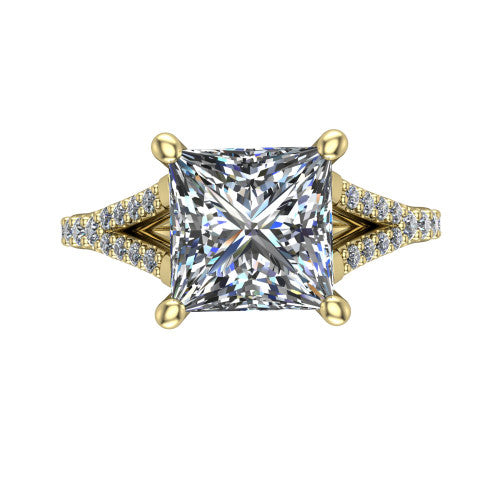 Sophia Princess Shape Classic Engagement Ring in 18K Yellow Gold