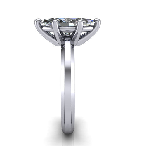 Ellie marquise classic solitaire engagement ring in 14K White Gold, side profile showing the substantial knife-edge band and the open basket beneath the marquise center