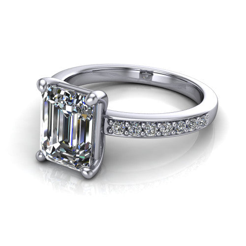 Evelyn Emerald Shape Classic Engagement Ring in Platinum
