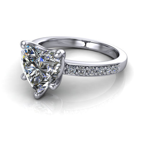 Evelyn Heart Shape Classic Engagement Ring in Platinum