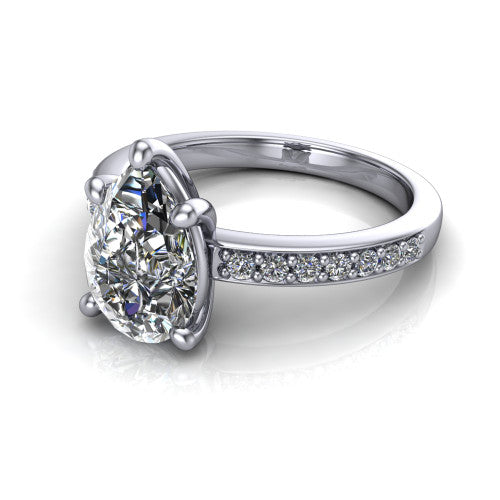 Evelyn Pear Shape Classic Engagement Ring in 14K White Gold