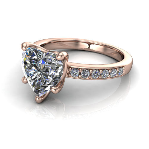 Evelyn Heart Shape Classic Engagement Ring in 18K Rose Gold