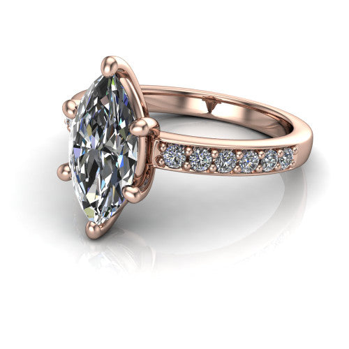 Evelyn Marquise Shape Classic Engagement Ring in 14K Rose Gold