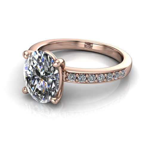 Evelyn Oval Shape Classic Engagement Ring in 18K Rose Gold