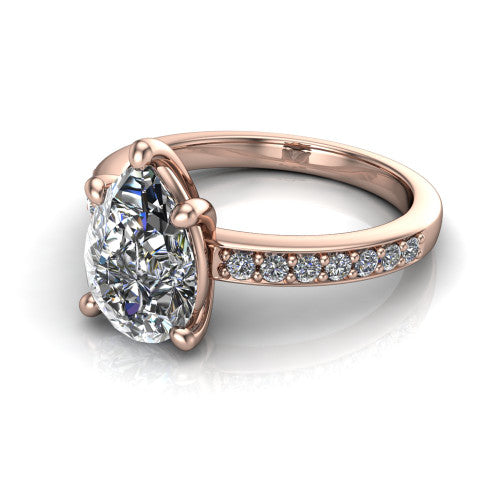 Evelyn Pear Shape Classic Engagement Ring in 14K Rose Gold