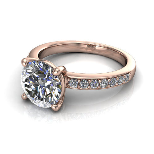 Evelyn Round Shape Classic Engagement Ring in 14K Rose Gold