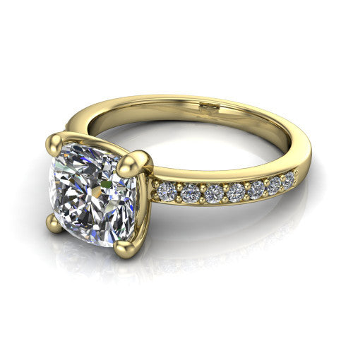 Evelyn Cushion Shape Classic Engagement Ring in 14K Yellow Gold