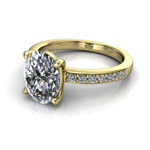 Evelyn Oval Shape Classic Engagement Ring in 18K Yellow Gold