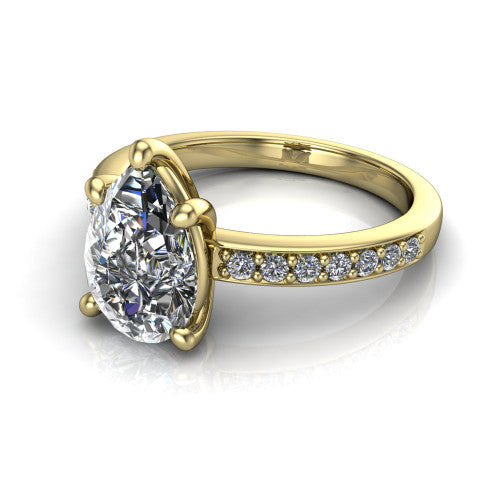 Evelyn Pear Shape Classic Engagement Ring in 18K Yellow Gold