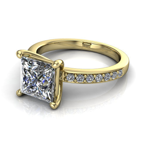 Evelyn Princess Shape Classic Engagement Ring in 14K Yellow Gold