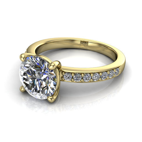 Evelyn Round Shape Classic Engagement Ring in 14K Yellow Gold