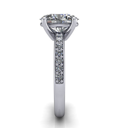 Evelyn Oval Shape Classic Engagement Ring in 18K White Gold