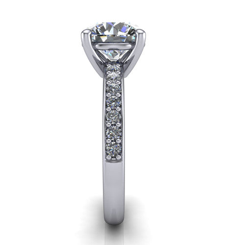 Evelyn Round Shape Classic Engagement Ring in 14K White Gold