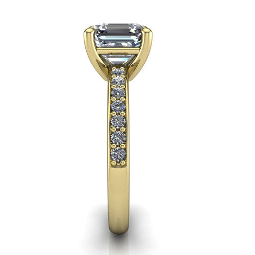Evelyn Square Emerald Shape Classic Engagement Ring in 18K Yellow Gold