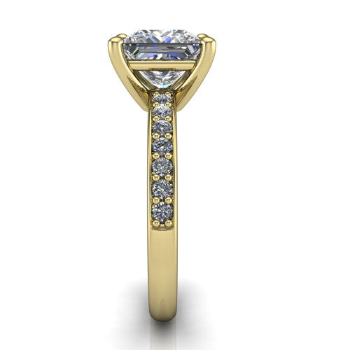 Evelyn Princess Shape Classic Engagement Ring in 14K Yellow Gold