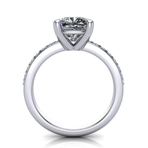 Evelyn Cushion Shape Classic Engagement Ring in 14K White Gold