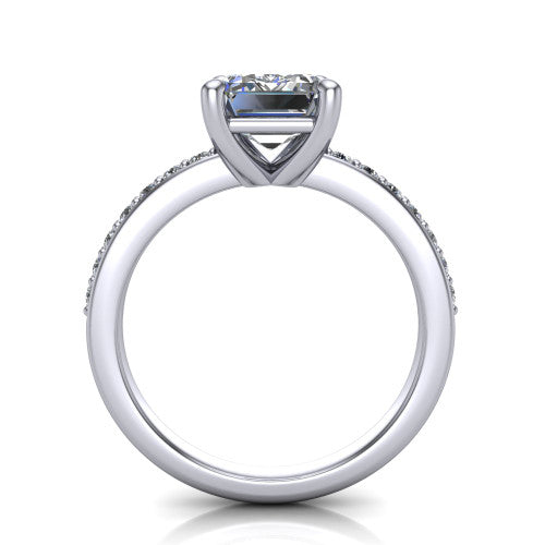 Evelyn Emerald Shape Classic Engagement Ring in Platinum