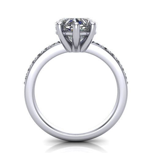 Evelyn Heart Shape Classic Engagement Ring in 14K White Gold