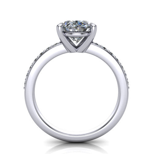 Evelyn Oval Shape Classic Engagement Ring in 14K White Gold
