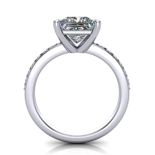 Evelyn Princess Shape Classic Engagement Ring in 18K White Gold