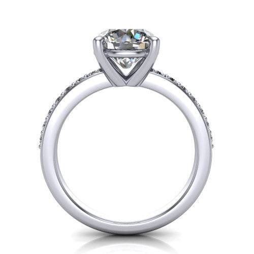 Evelyn Round Shape Classic Engagement Ring in 14K White Gold