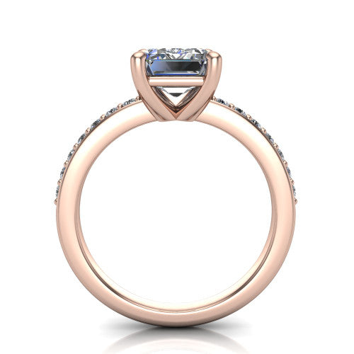 Evelyn Emerald Shape Classic Engagement Ring in 14K Rose Gold