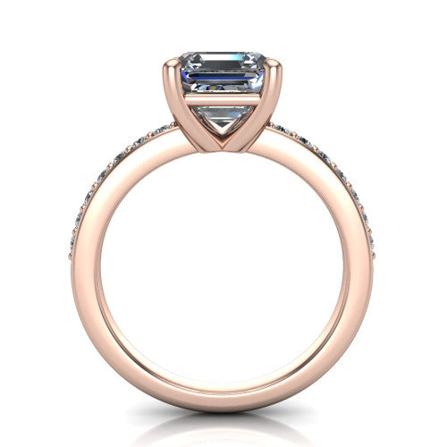 Evelyn Square Emerald Shape Classic Engagement Ring in 18K Rose Gold