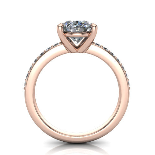 Evelyn Oval Shape Classic Engagement Ring in 14K Rose Gold