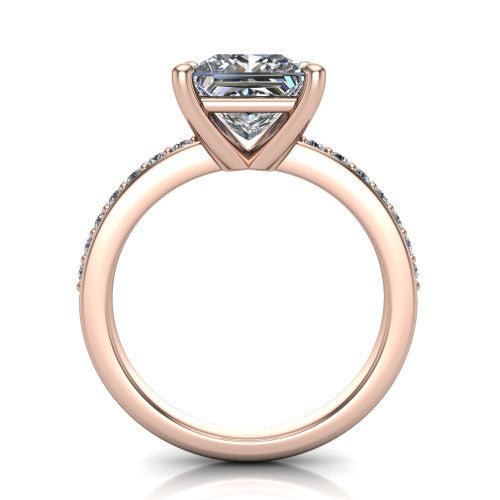Evelyn Princess Shape Classic Engagement Ring in 18K Rose Gold