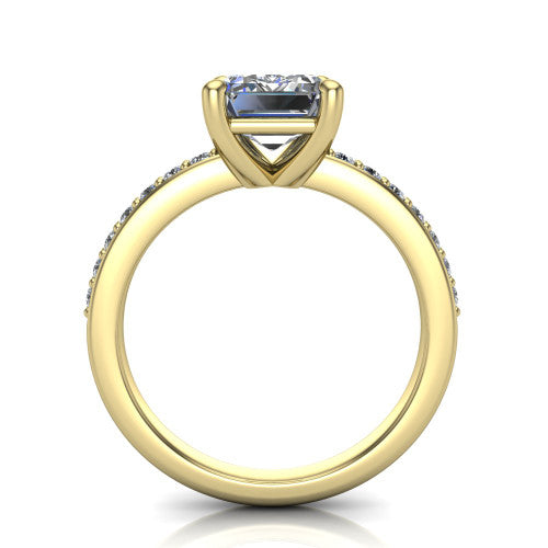 Evelyn Emerald Shape Classic Engagement Ring in 14K Yellow Gold
