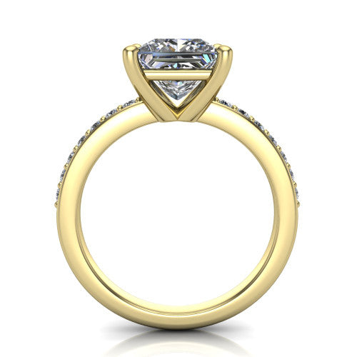 Evelyn Princess Shape Classic Engagement Ring in 18K Yellow Gold