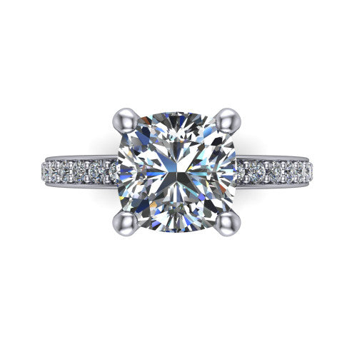 Evelyn Cushion Shape Classic Engagement Ring in 18K White Gold