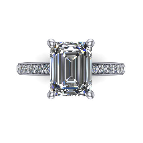 Evelyn Emerald Shape Classic Engagement Ring in Platinum