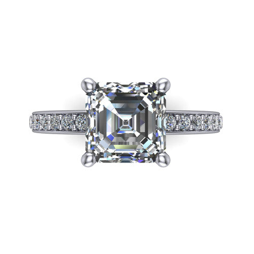 Evelyn Square Emerald Shape Classic Engagement Ring in Platinum