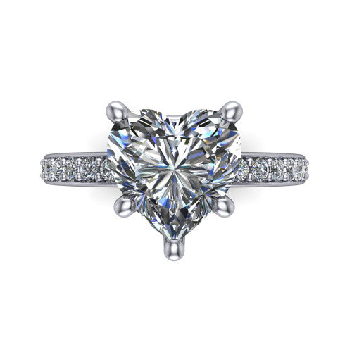 Evelyn Heart Shape Classic Engagement Ring in 14K White Gold