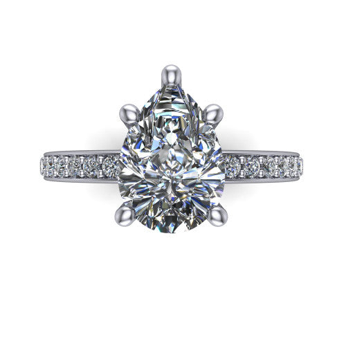 Evelyn Pear Shape Classic Engagement Ring in 18K White Gold