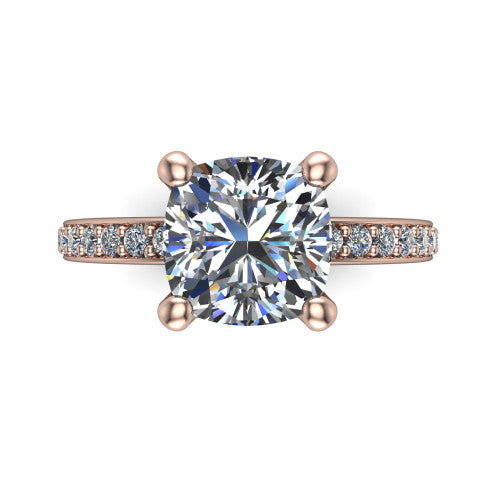 Evelyn Cushion Shape Classic Engagement Ring in 18K Rose Gold
