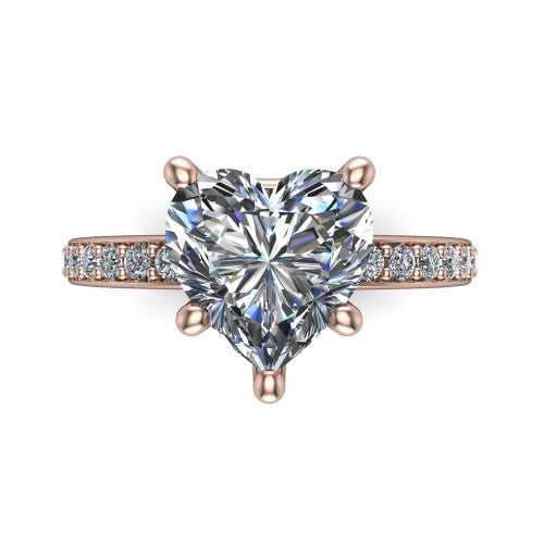 Evelyn Heart Shape Classic Engagement Ring in 14K Rose Gold