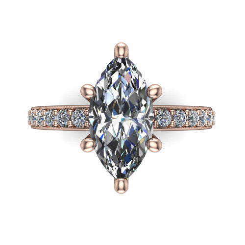 Evelyn Marquise Shape Classic Engagement Ring in 14K Rose Gold