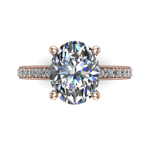 Evelyn Oval Shape Classic Engagement Ring in 18K Rose Gold