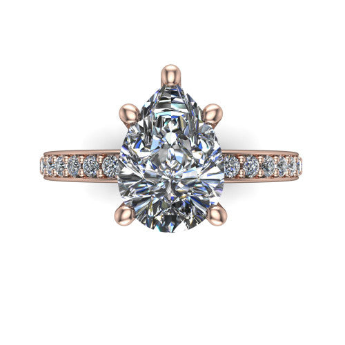 Evelyn Pear Shape Classic Engagement Ring in 14K Rose Gold