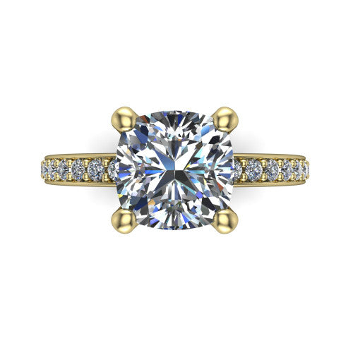 Evelyn Cushion Shape Classic Engagement Ring in 18K Yellow Gold