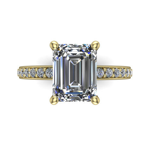 Evelyn Emerald Shape Classic Engagement Ring in 14K Yellow Gold