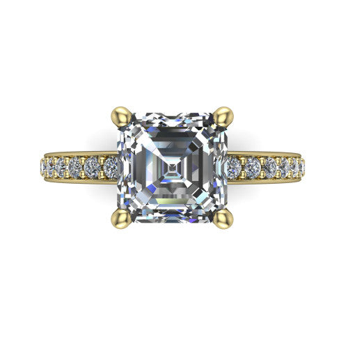 Evelyn Square Emerald Shape Classic Engagement Ring in 14K Yellow Gold