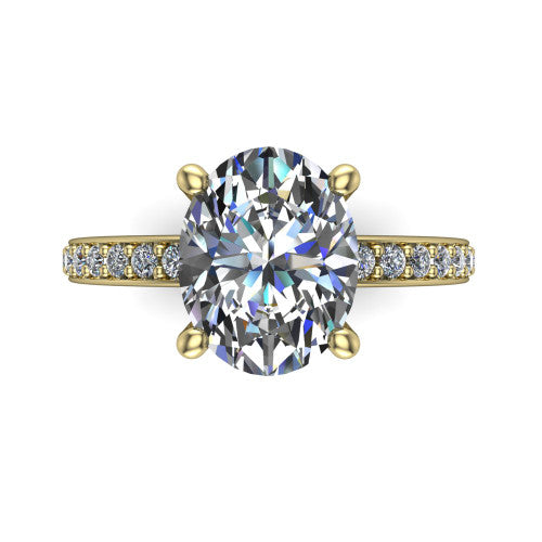 Evelyn Oval Shape Classic Engagement Ring in 18K Yellow Gold