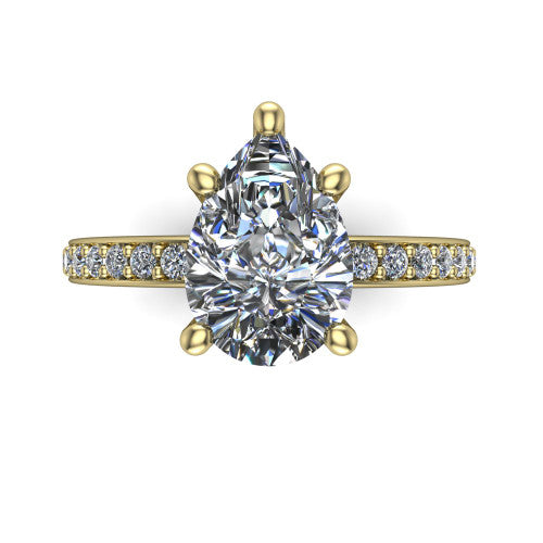 Evelyn Pear Shape Classic Engagement Ring in 18K Yellow Gold