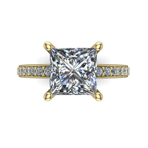 Evelyn Princess Shape Classic Engagement Ring in 14K Yellow Gold