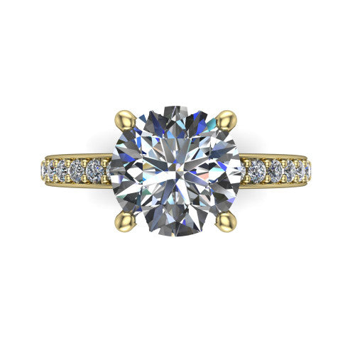 Evelyn Round Shape Classic Engagement Ring in 14K Yellow Gold